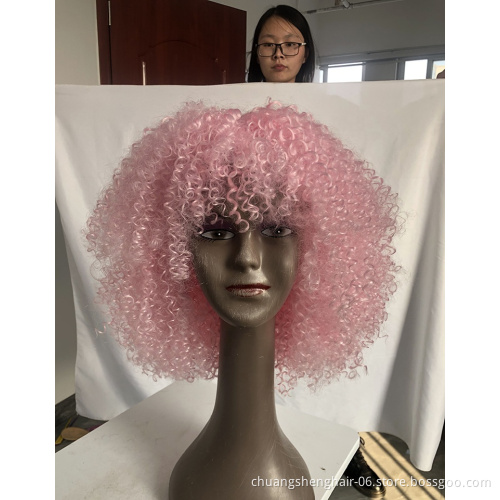 Wholesale natural black brown blonde 12colors glueless high temperature african for black women short hair curly synthetic wig